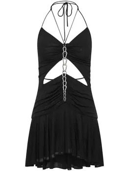 Dion Lee платье мини с вырезом халтер и цепочкой, черный