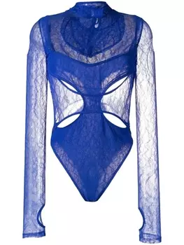 Dion Lee прозрачное кружевное боди, синий