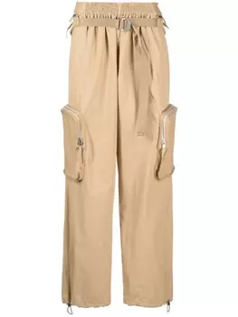 Dion Lee прямые брюки с поясом, коричневый