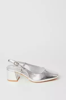 Dione Туфли на среднем каблуке с ремешком на пятке Wallis, серебро