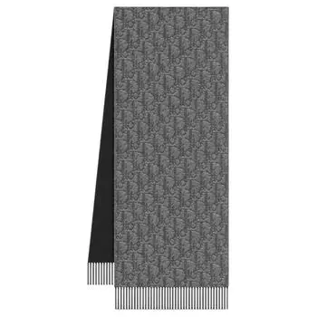 DIOR Кашемировые вязаный шарф унисекс серо-черный