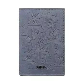 DIOR Мужская визитница из телячьей кожи, темно-серого цвета
