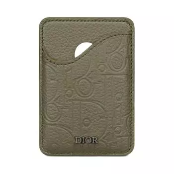 DIOR Мужской держатель карт из коровьей кожи с эффектом гравитационного принта цвета хаки