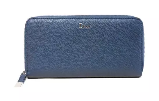 DIOR Мужской кошелек из зернистой телячьей кожи, синий