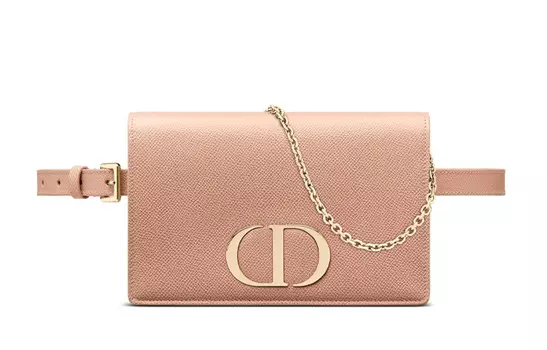 DIOR Поясная сумка из коровьей кожи, розовая, женская