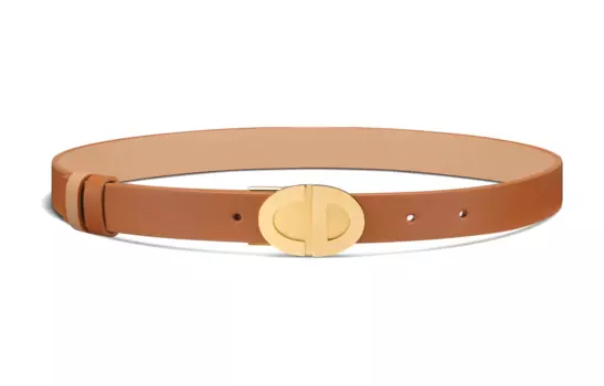 DIOR Ремень женский кожаный с двусторонней эмблемой и буквой, гладкая пряжка, коричневый, ширина 2,2 см