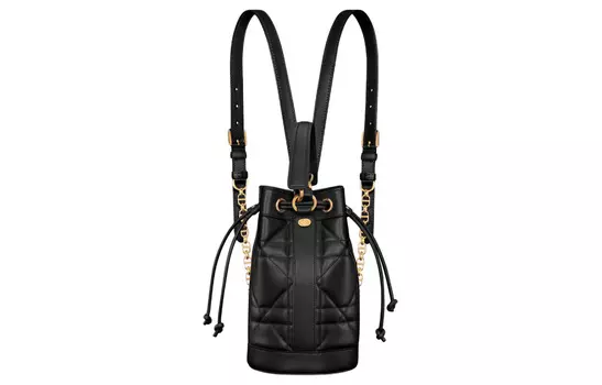 DIOR Рюкзак из коровьей кожи, женский, маленького размера, черный