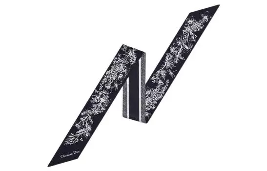 DIOR Шелковый шарф женский, синего/слоновой кости