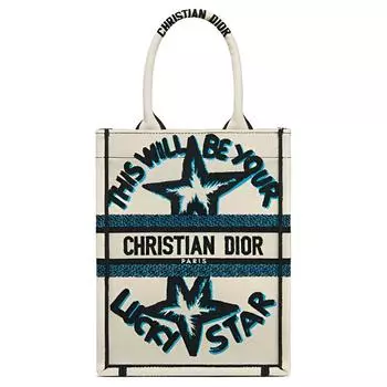 DIOR Сумка BookTote с вышивкой, сумка через плечо, женская, белая