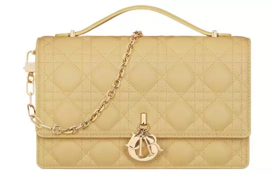 DIOR Сумка через плечо из овчины, обычная женская, светло-желтая