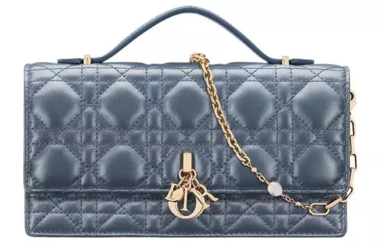 DIOR Сумка через плечо из овчины, женская, мини, светло-синяя