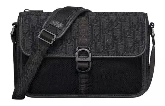 DIOR Сумка через плечо с косым принтом, мужская, черная, обычная