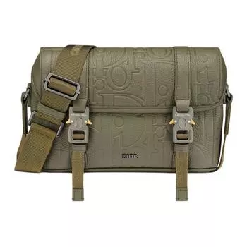 DIOR Сумка Hit The Road из зернистой телячьей кожи, мужская, через плечо, цвет хаки