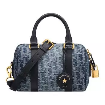 DIOR Сумка из коровьей кожи в стиле пэчворк, женская сумка через плечо, синяя