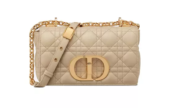 DIOR Сумка-мессенджер Caro из мягкой коровьей кожи, женская, бежевого цвета