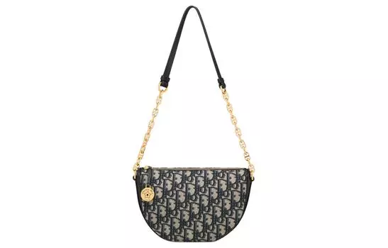 DIOR Сумка с косым принтом, женская, через плечо, синяя