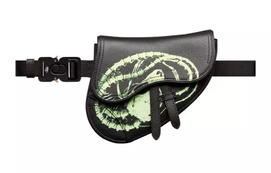 DIOR Сумка-седло CACTUS JACK Collaboration из зернистой телячьей кожи, сумка через плечо, мини-сумка через плечо, мужская, черная