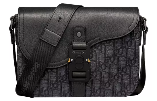 DIOR Сумка-седло из зернистой телячьей кожи, сумка-мессенджер, сумка через плечо, мужская, черная