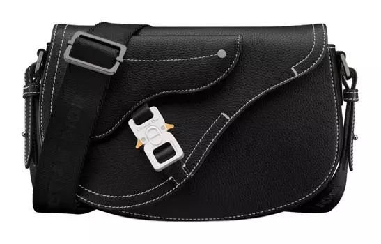 DIOR Сумка-седло из зернистой телячьей кожи, сумка-мессенджер, сумка через плечо, мужская, черная