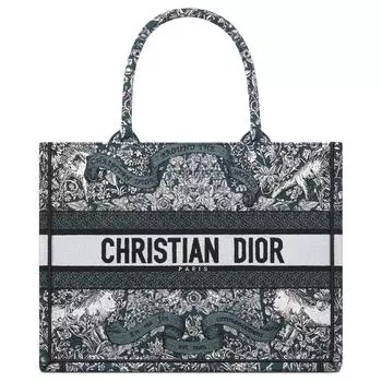 DIOR Сумка-шоппер BookTote из ткани, сумка для покупок, женская, среднего размера, сине-белая