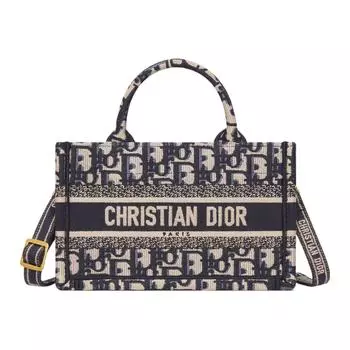 DIOR Сумка-шоппер BookTote с вышивкой, мини-сумка для женщин, синяя и бежевая