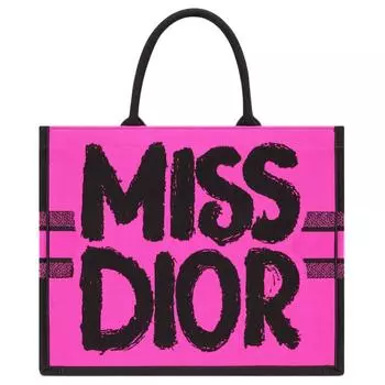 DIOR Сумка-шоппер BookTote с вышивкой, сумка для покупок, женская сумка большого размера цвета фуксии и фиолетового цвета