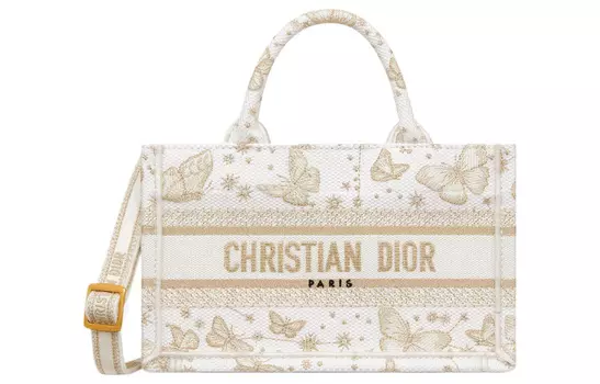 DIOR Сумка-шоппер BookTote с вышивкой, сумка для покупок, сумка на плечо, сумка через плечо, женская мини-сумка бежево-белого цвета
