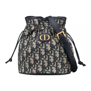DIOR Сумка-ведро Montaigne Cotton Bucket Bag, сумка через плечо, мини, женская, синяя