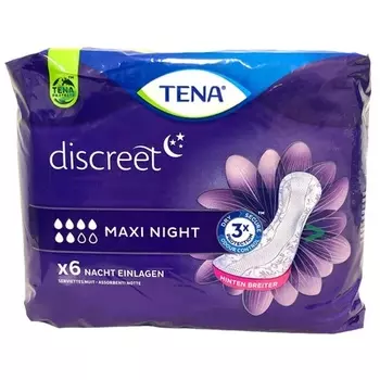 DISCREET MAXI NIGHT 6 прокладок Tena