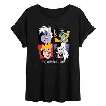 Диснеевская злодейка Урсула, Круэлла, Злая королева и Малефисента Джуниорс, огромная футболка ко Дню святого Валентина Disney, черный