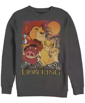 Disney Мужская толстовка Lion King Happy Group Shot Sunset, флисовая Fifth Sun, серый