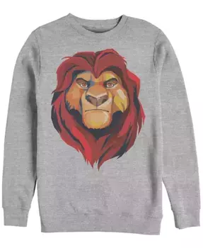 Disney Мужская толстовка Lion King Mufasa Geometrics с круглым вырезом, флисовая Fifth Sun, серый