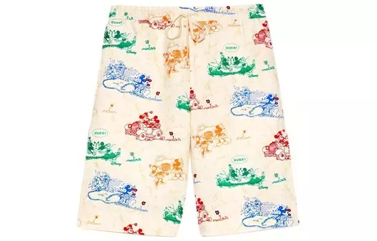 Disney X Повседневные шорты мужские белые Gucci, белый