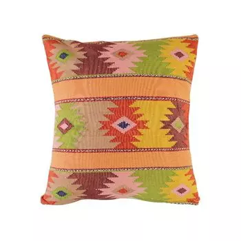 Диванная подушка 40х40 с наполнителем и чехлом Yaluma абрикос, декоративная подушка ручной работы из Мексики Mitienda Handmade
