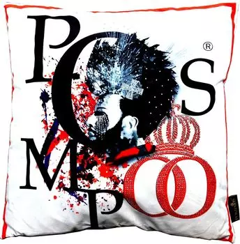 Дизайнерская декоративная подушка Harald Glckler Pomps от Casa Padrino с блестящими камнями Белый Черный Красный - Художественная коллекция -