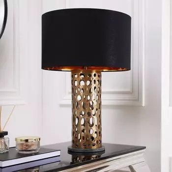 Дизайнерская настольная лампа LEAF, старинный медный металлический тканевый абажур, мраморная основа, ручная работа Riess-Ambiente, золото