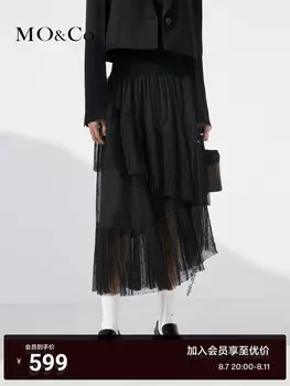 Дизайнерская сетчатая юбка Moco асимметричная, черный