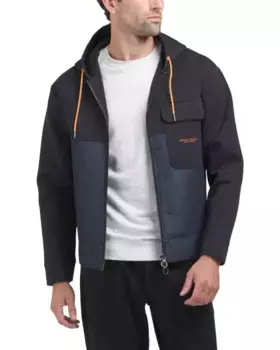 Дизайнерская спортивная куртка с капюшоном и молнией во всю длину Armani Exchange, цвет Indigo Navy Mix