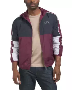 Дизайнерская ветровка с капюшоном из переработанных материалов Armani Exchange, цвет Grape