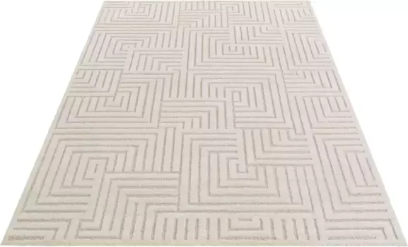 Дизайнерский ковер ELLE DECORATION "Манипу", прямоугольный, пушистый короткий ворс, высокий низкий эффект, современный, мягкий, для гостиной 80х150 см, цвет creme