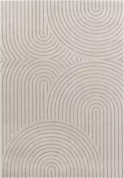 Дизайнерский ковер ELLE DECORATION "Panglao", прямоугольный, пушистый короткий ворс, высокий низкий эффект, современный, мягкий, для гостиной 160х230 см, кремовый/бежевый