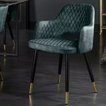 Дизайнерский стул FRANCE бархатно-серый с декоративными стегаными подлокотниками LEBENSwohnART