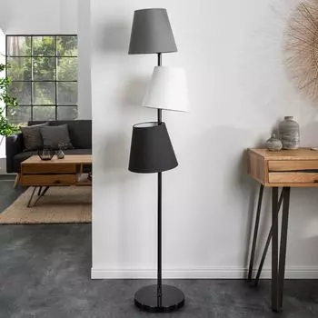 Дизайнерский торшер LEVELS 163см черный серый 3 льняных плафона торшер лампа для гостиной Invicta Interior