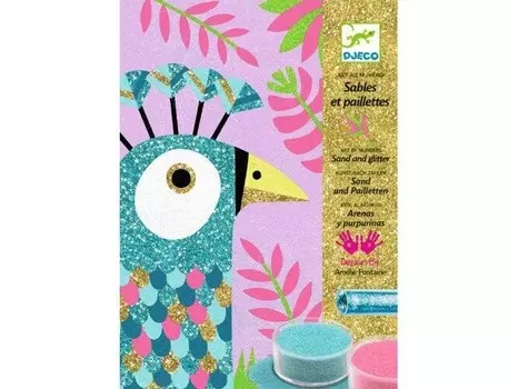 Djeco, Картины на песке "Павлин", набор