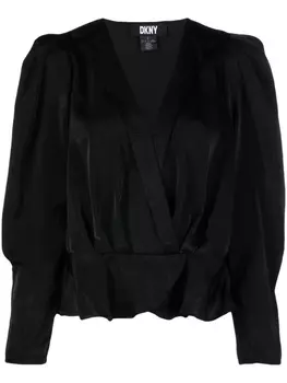 DKNY атласная блузка со складками, черный