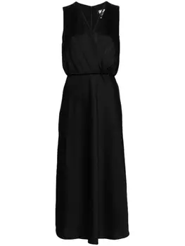 DKNY атласное платье миди с V-образным вырезом, черный