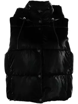 DKNY атласный жилет с капюшоном и кулиской, черный