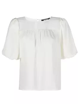 DKNY блузка с оборками и короткими рукавами, нейтральный цвет
