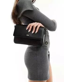DKNY – Bryant – Черная кожаная сумка через плечо с клапаном и лямкой