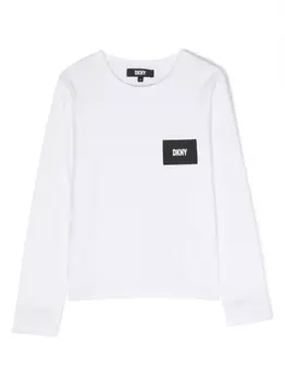 DKNY футболка с длинными рукавами и нашивкой-логотипом, белый